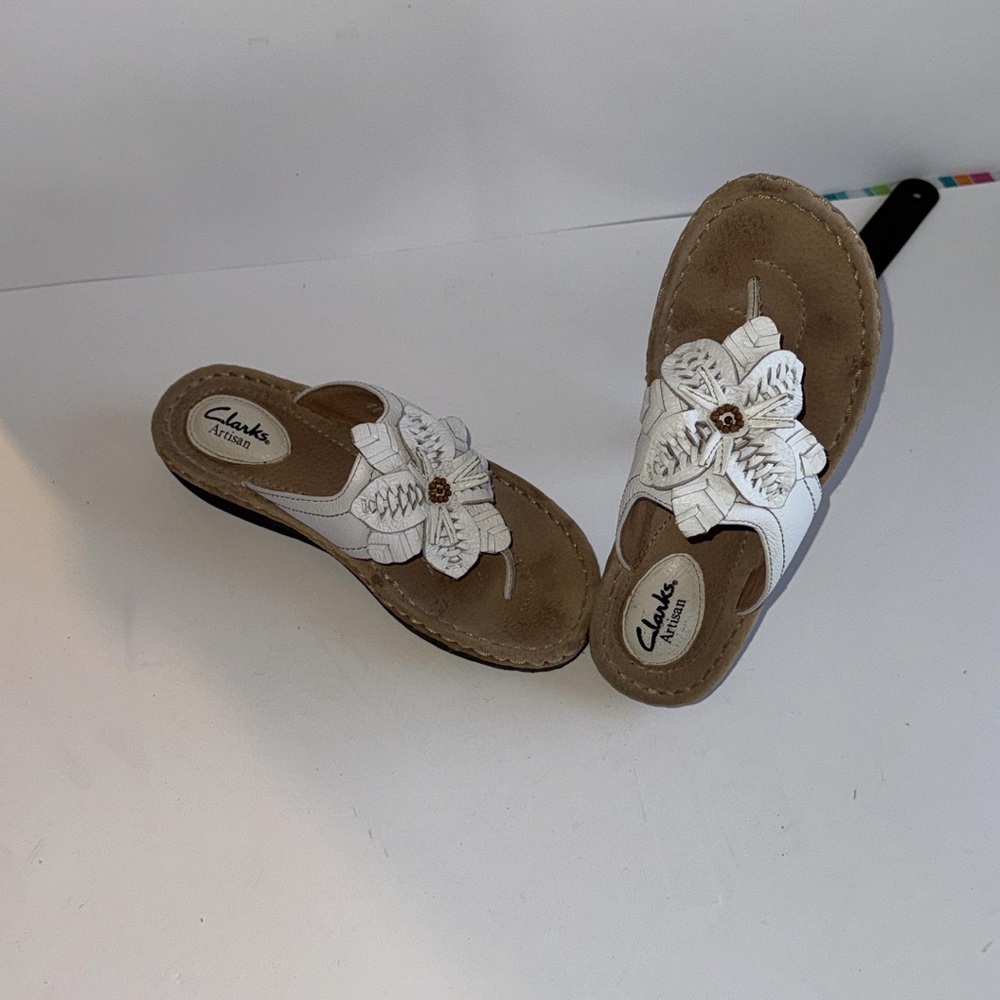 Clarks Women's White Floral Sandals